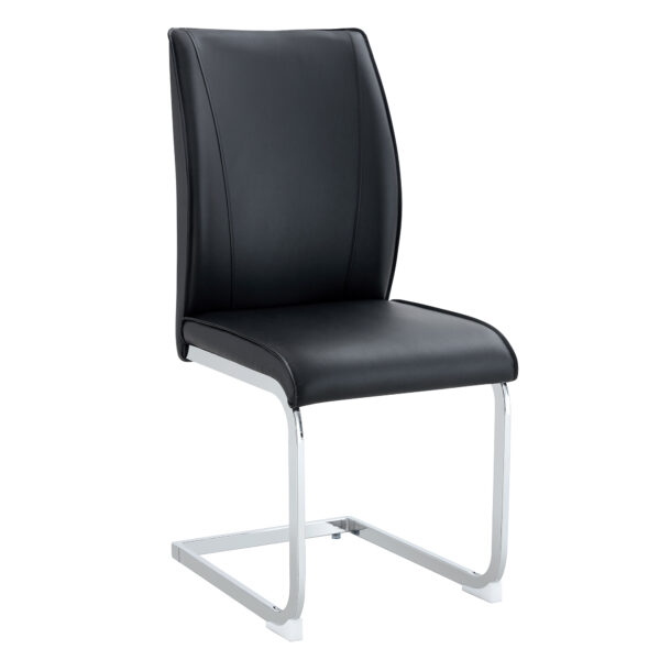 fd962f2919284748a84e2e34f281294b_7345c33388d16bb52f9f5561d686df73 Luxury Simple Arch Chair - Set of 4 Black PU Material High Resilience Dining Chair with Arched Metal Silver Leg.