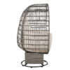 TREXM Outdoor Swivel Chair with Cushions, Rattan Egg Patio Chair with Rocking Function for Balcony, Poolside and Garden (Grey Wicker + Beige Cushion)