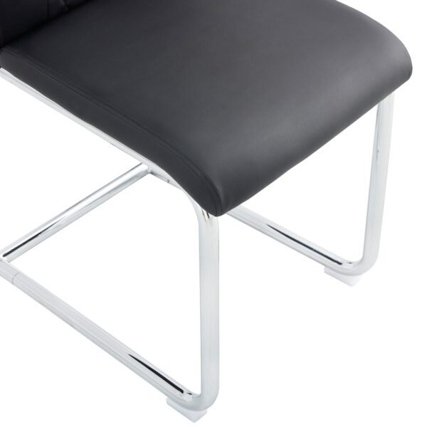 Modern Dining Chairs with Faux Leather Padded Seat Dining Living Room Chairs Upholstered Chair with Metal Legs Design for Kitchen, Living, Bedroom, Dining Room Side Chairs Set of 6 (Black+PU ) C-001