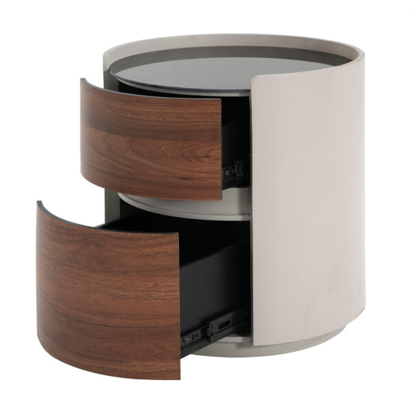 fe41f754ef684544acb76392c5381b2d_f794b083b2b9a6ba05bd07f0724b048d MDF ITALIAN RETRO DOUBLE STORAGE ROUND SIDE TABLE, GRAY BROWN COLOR