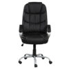 Faux Leather Height Adjustable Swivel Computer Office Chair in Black/Chrome with Padded Arms