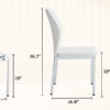 Luxury Simple Chair - Set of 6 White PU Material High Resilience Dining Chair with Metal Silver Leg.The Chair Back Has a Vertical Stripe Design With Smooth And Uniform Lines.