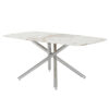 Large modern minimalist rectangular dining table with 0.39 "imitation marble tabletop and silver metal legs, suitable for kitchens, restaurants, living rooms, conference rooms.W1151S00986