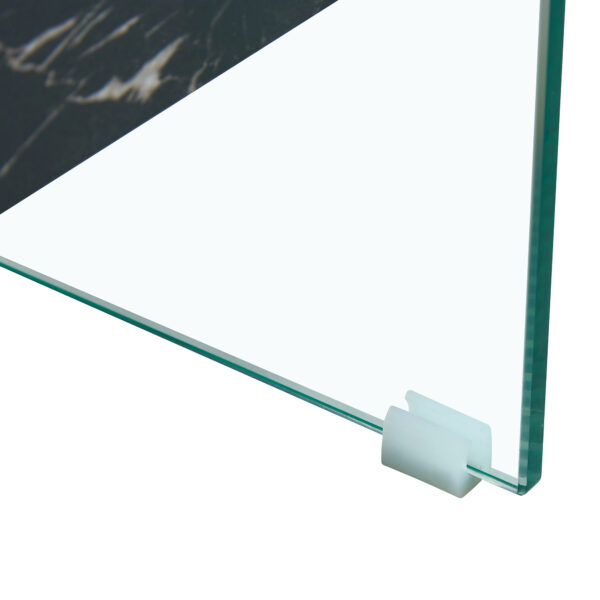 ff4b26031eca4c68ab1d7c7b57db5fb2_22c35b240cf1bb8b15dc3ed43a2192c3 43.3 Inch Modern Two-Tier Coffee Table - Clear Tempered Glass and Black Marble Texture, Multifunctional Storage Design.The bottom tier includes a drawer.Can be used as a coffee table,side table,etc.