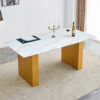 Large modern rectangular table with 0.4 inch patterned tabletop and large MDF table legs, suitable for kitchen, dining room, and living room 71 "* 35.4" * 30 "  1546