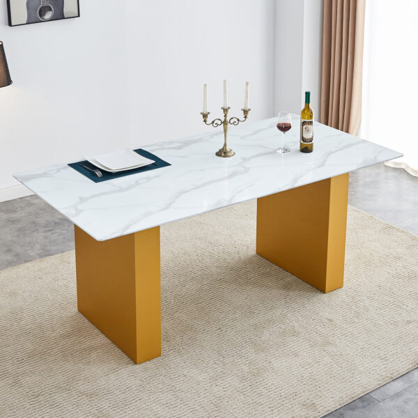 ff92e341ccd04443943b2fa96f2f2ecf_ed1649bb3c66d818cf38e0cb8ed8b697 Large modern rectangular table with 0.4 inch patterned tabletop and large MDF table legs, suitable for kitchen, dining room, and living room 71 "* 35.4" * 30 " 1546