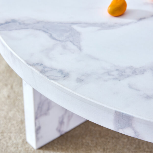 ff9bfb35a51b463a8306a63180dac956_20240123_ae89789e27fd380c71e10e78af5073fb A white MDF material circular patterned coffee table, a 31.4-inch white center table, modern coffee table, suitable for small spaces and living rooms.