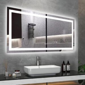 60" x 32" LED Bathroom Mirror with Anti-Fog and Touch Sensor – Modern Frameless Lighted Wall Mirror for Bathroom Vanity, Shower Room, or Dressing Area