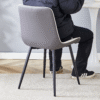 Extended Seat Cushion PU Dining Chair Set - Four Pieces.Smooth line design.Can integrate well into various modern home decoration styles.White and Dark Gray Splicing Colors.