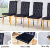 4 piece dining chairs.The gold metal legs complement the black velvet, showcasing a perfect blend of modern and classic elements.Suitable for various occasions such as kitchens,conference rooms, etc.