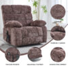 Lift Recliner Chair Heat Massage Dual Motor Infinite Position Up to 350 LBS Large Electric Power Lift Recliners with Power-Remote, Medium-firm and Heavy duty, Brown