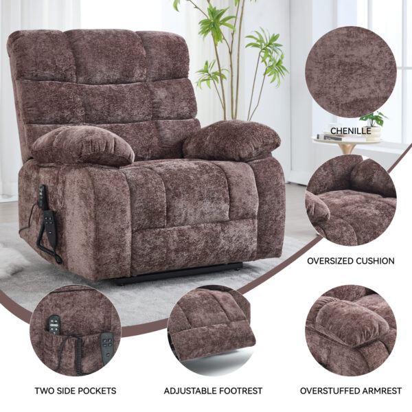 Lift Recliner Chair Heat Massage Dual Motor Infinite Position Up to 350 LBS Large Electric Power Lift Recliners with Power-Remote, Medium-firm and Heavy duty, Brown