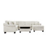Sectional Sofa 111.8" U-shaped Sofa Chenille Upholstered Sofa Couch with Movable Storage Ottoman for Living Room, White