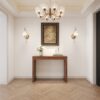 Elegant Dark Wood Grain Bar Table-50 Inches Long, a Practical Choice for Modern Homes.Dark Wood Grain Texture Sticker,Equipped With Two Drawers.Serving As A Bar Table Or A Desk.