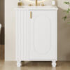24" Bathroom Vanity with Sink, Bathroom Cabinet with Door Shelf, Side Open Storage, Solid Wood Frame,Soft Closing Door, White