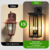 1-Pack 22.0" Outdoor Wall Lantern with Dusk to Dawn Sensor, Matte Black Finish, Clear Glass Panels, Weatherproof Exterior Light for Porch, Patio, Garage, 2-Light Design (Bulb Not Included)
