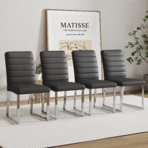 4-Pack - Heavy-duty chairs set: 2.1" thick cushion, iron frame, perfect for home or office. Classic colors, great value W1151134525