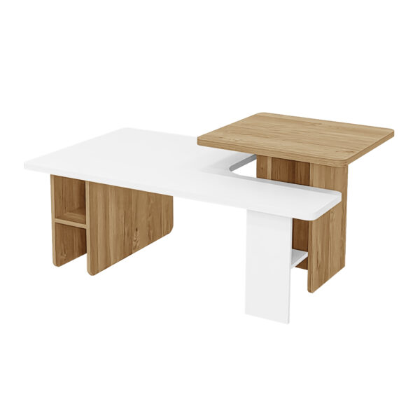 U-Can Set of 2 Nesting Coffee Tables Farmhouse,Rectangle Coffee Table Living Room,Wood Finish Coffee Table Set, Small Coffee Tables, Sofa Side Table for Living Room