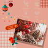 GO 4-Pieces Set Artificial Christmas Tree, Brown Needles with flocking, with Warm Lights, pine cones and berries, Artificial Tree for door and fireplace
