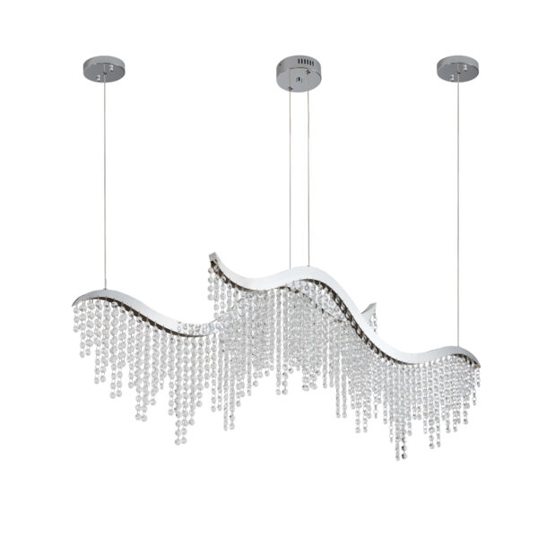 36-inch Modern Wave LED Crystal Chandelier - Adjustable Color Temperature 3000K/4000K/6000K - Adjustable Height - Elegant Chandelier for Living Room and Luxurious Space