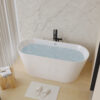 67" Acrylic Freestanding Bathtub, stand alone bathroom tub, Glossy White, Toe-tap Chrome Drain, cUPC Certified