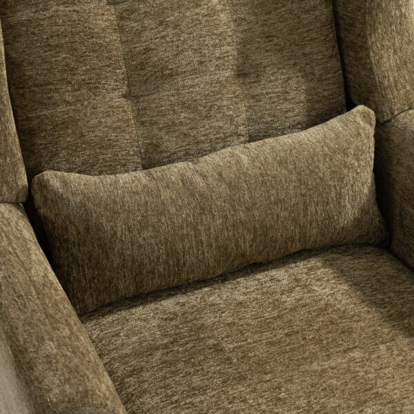 Modern Accent Chair,Chenille Arm Chairs for Living Room,Upholstered Mordern Armchair,Comfy Soft Padded Lounge Chair in Small Space, Bedroom, w/Pillow, Solid Wood Leg (Olive Green)