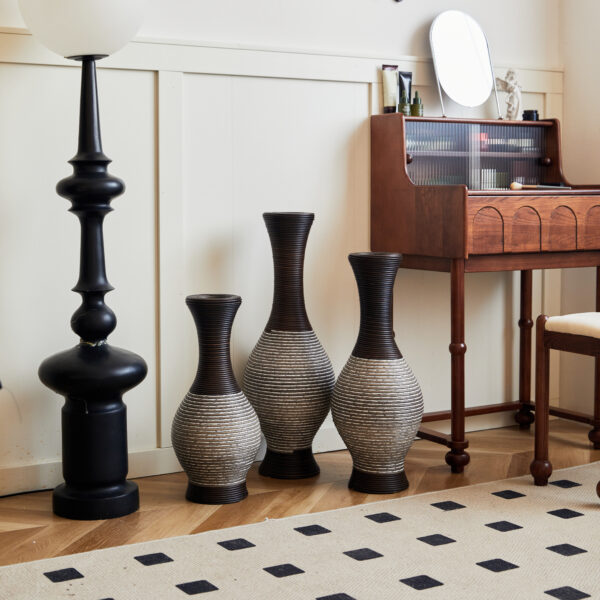 02a296c2da8044efb16769c7cfc43dd0_5ed24d2e1d97faa6c50b14b54802b464 Desktop Vase, Brown Decorative Floor Vase, Classic and Neat Floor Vase, High Independent Flower Stand, Artificial Vine Vase, PVC Floor Vase, Home Decoration Flower Stand Set of 3 pieces