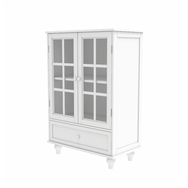 03131c5ca3704bb29ac4cd3fd5fae5ad_56af0132af98f454acb45fa63a0fb22b Minimalist White Buffet Cabinet with Double Glass Doors and Drawer, Modern Wooden Storage Sideboard Cupboard for Living room, Dining Room Hallway Entryway
