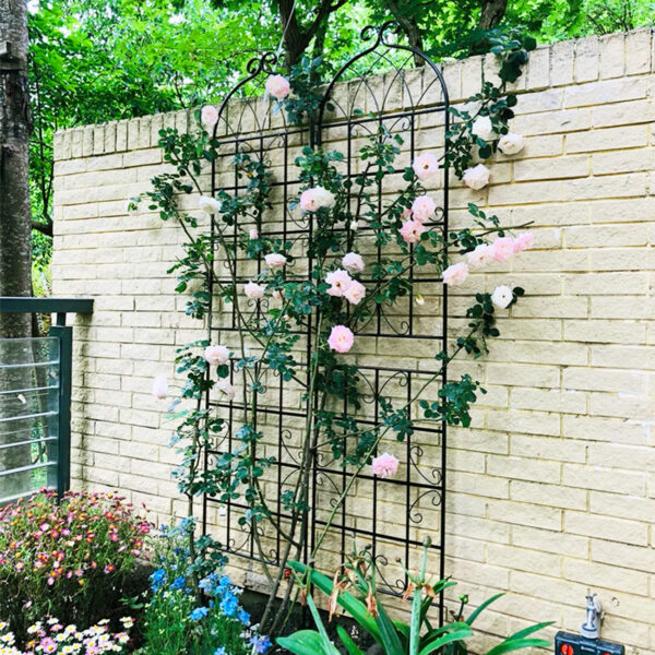 0314836e22d9423aa272f60c4cd7ebf1_20230217_0d817752eebe8e9bf9a172c02f3dddd5 4 Pack Metal Garden Trellis 86.7" x 19.7" Rustproof Trellis for Climbing Plants Outdoor Flower Support Black
