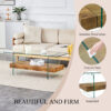 43.3 Inch Modern Two-Tier Coffee Table - An Elegant Combination of Clear Glass and Light Wood Texture Sticker.It can be used not only as a coffee table but also as a side table or display stand.