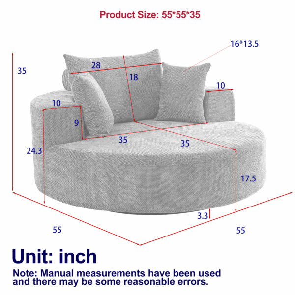 033c83c3198c46489830d3d8e7e7abd5_085034d8063e939ce62b726a0a189748 55''L Chenille Foam Single Swivel Chair, Fluffy Modern Sleeper, 360 Degree Swivel Chair for Living Room, Bedroom, Lounge and Projection Room