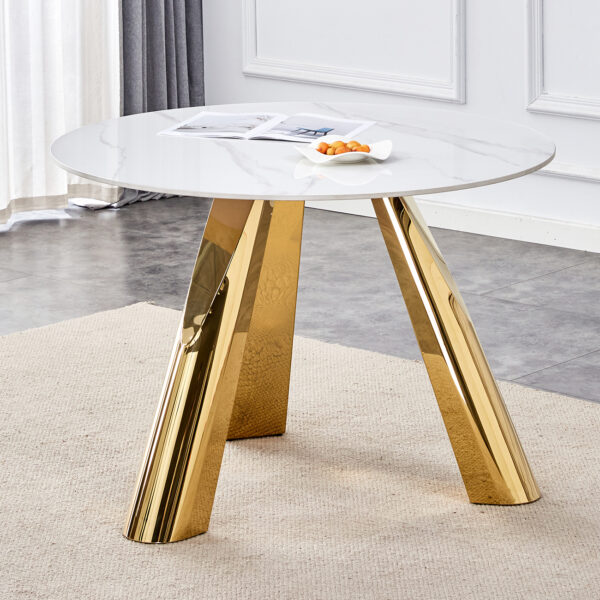 034aa35053fd48fe88894785851093ef_a8c504c233c290fede810b42525f048e 42" Luxury Sintered Stone Table: 0.45" Durable Top + 6" Steel Legs, 500lb Capacity, Stain/Heat-Resistant White/Gray Veined Surface - Modern Minimalist Design