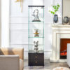 American-Style Non-Lit Glass Display Cabinet (0.2" Tempered Glass) – Soft-Close Drawer Slides  3 Adjustable Shelves, Ideal for Display & Storage