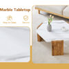 31-inch white marble-textured pentagonal coffee table - wooden triangular base, with a load-bearing capacity of 250 pounds, sturdy and durable, suitable for use in living rooms, cafes,.W1151138529