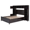 Full Size Wooden Bed With All-in-One Cabinet and Shelf, Espresso