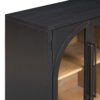 TREXM 4-Door Large Storage Sideboard Buffet Cabinet with Glass Doors, Arched Cabinet with Adjustable Shelves for Kitchen, Dining Room and Living Room (Black)