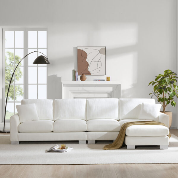 119*55" Modern Oversized Sectional Sofa,L-shaped Luxury Couch Set with 2 Free pillows,5-seat Chenille Indoor Furniture with Chaise for Living Room,Apartment,Office,2 Colors