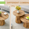 Natural Wood Grain MDF Round Coffee Table - 25.6" Diameter, 15.7" Height.Natural Wood Grain Texture Sticker,Exquisite Wood Grain Surface,Flexible MatchingMRound Tabletop Design.
