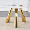 42" Luxury Sintered Stone Table: 0.45" Durable Top + 6" Steel Legs, 500lb Capacity, Stain/Heat-Resistant White/Gray Veined Surface - Modern Minimalist Design