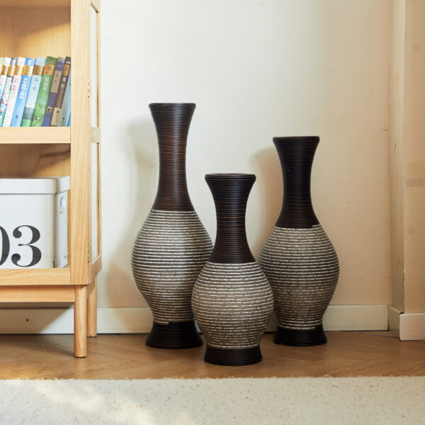 059cdbce6a074a1295e11b0bb7ca7f41_b1306f861543a9c2f1b253321abc5088 Desktop Vase, Brown Decorative Floor Vase, Classic and Neat Floor Vase, High Independent Flower Stand, Artificial Vine Vase, PVC Floor Vase, Home Decoration Flower Stand Set of 3 pieces