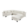 Sectional Sofa 111.8" U-shaped Sofa Chenille Upholstered Sofa Couch with Movable Storage Ottoman for Living Room, White