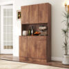 70.87" Tall Wardrobe& Kitchen Cabinet, with 6-Doors, 1-Open Shelves and 1-Drawer for bedroom,Walnut