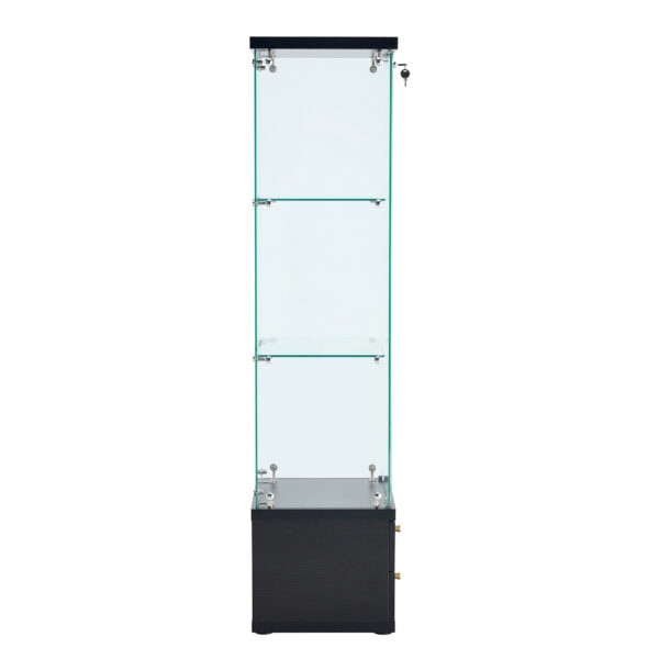 American-Style Non-Lit Glass Display Cabinet (0.2" Tempered Glass) – Soft-Close Drawer Slides  3 Adjustable Shelves, Ideal for Display & Storage