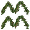 2-packed 9'X10'' Cashmere and Snow Bristle Garland with 20 Pine Cones and with 50 Warm White LED Lights with Timer-Battery Operated-Outdoor,160 Tips