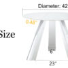 A 42-inch stainless steel leg round table with a marble top is suitable for use by four or six people