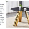 The 42-inch stainless steel gold-plated flamed granite round table with seating for 4 or 6 people is perfect for dining, entertaining, or as a conference table