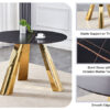 The 42-inch stainless steel gold-plated flamed granite round table with seating for 4 or 6 people is perfect for dining, entertaining, or as a conference table