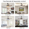 48" Contemporary Crystal LED Retractable Ceiling Fan with Light and Remote Control, 6-Speed Quiet Reversible DC Motor,4 Blades Modern Ceiling Fans for Kitchen Bedroom Dining Room Patio