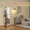 Full-length mirror, rubber wood + mirror, 68.8*19.6 inches (mirror width: 15.7 inches) large full-length mirror, easy to dress, organize and place in the bedroom/living room/office/cloakroom (walnut)