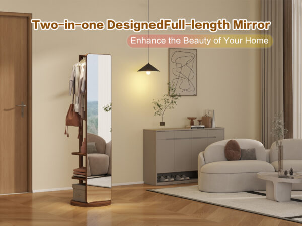 08229c6bed99457d916aa918c9437685_fdac9c2ec3f994142857628534fca07e Full-length mirror, rubber wood + mirror, 68.8*19.6 inches (mirror width: 15.7 inches) large full-length mirror, easy to dress, organize and place in the bedroom/living room/office/cloakroom (walnut)